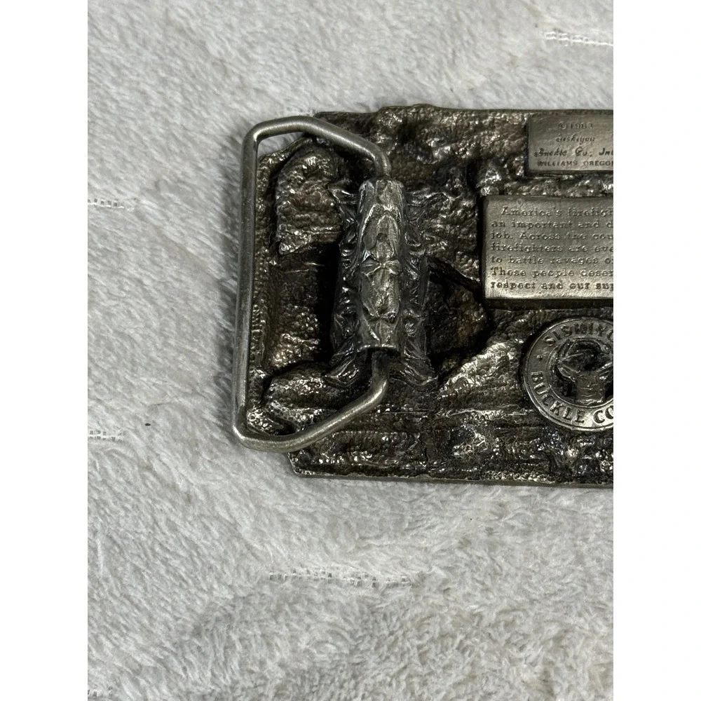 Siskiyou America's Firefighters Belt Buckle Vintage 1983 Pewter S-27 Oregon USA
